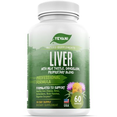YEVANI 100 Pure Liver Cleanse Detox Support Formula - Herbal Liver Support Supplement - Milk Thistle, Dandelion Root, Beetroot, Artichoke Extract, Liver Health - Jujube Milk Thistle Detox Capsules