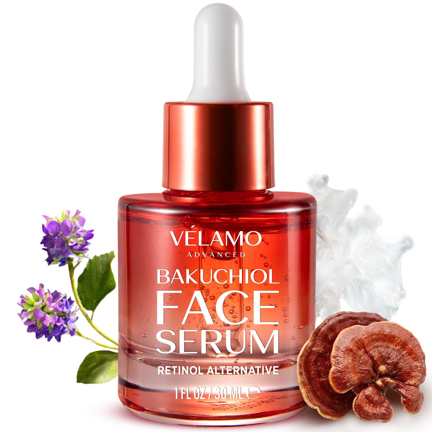 VELAMO ADVANCED Bakuchiol Face Serum: Anti Aging Helps Wrinkles Fine Lines Enhances Firmness and Elasticity - Retinol Alternative for Sensitive Skin, Vegan Fragrance Free Pregnancy Safe 1 FL OZ