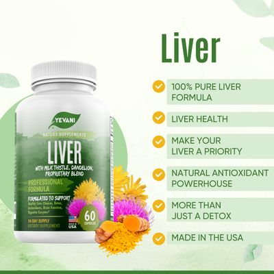 YEVANI 100 Pure Liver Cleanse Detox Support Formula - Herbal Liver Support Supplement - Milk Thistle, Dandelion Root, Beetroot, Artichoke Extract, Liver Health - Jujube Milk Thistle Detox Capsules