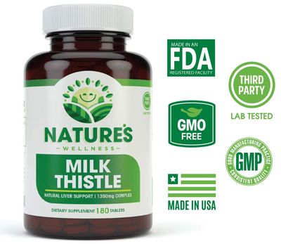 Milk Thistle - 180 Count - Standardized Silymarin Extract for Maximum Liver Support - Detox, Cleanse & Maintain Your Liver - 1350 mg Extract & Seed Complex - Natural Herbal Supplement - 60 Servings