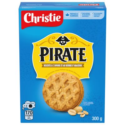Christie Peek Freans Pirate Peanut Butter Oatmeal Cookies, 300g10.6 oz., Imported from Canada