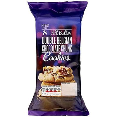 Marks and Spencers 20 AllDouble Belgian Chocolate Chunk Cookies 2 x 7 Pack M&amp;S Food Vegetarian 2 x 225g