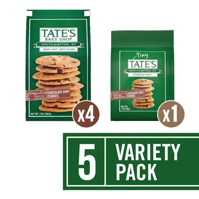 Tate's Bake Shop Chocolate Chip Cookies and Tiny Tate's Chocolate Chip Cookies Variety Pack, 5 Bags