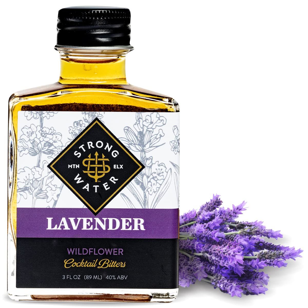 Strongwater Lavender Bitters 40 Servings - Lavender Bitters for Cocktails Made with Lavender, Chamomile, Calendula &amp; Wormwood - Pair with Gin or a Vodka Martini - 3oz, 1 Pack
