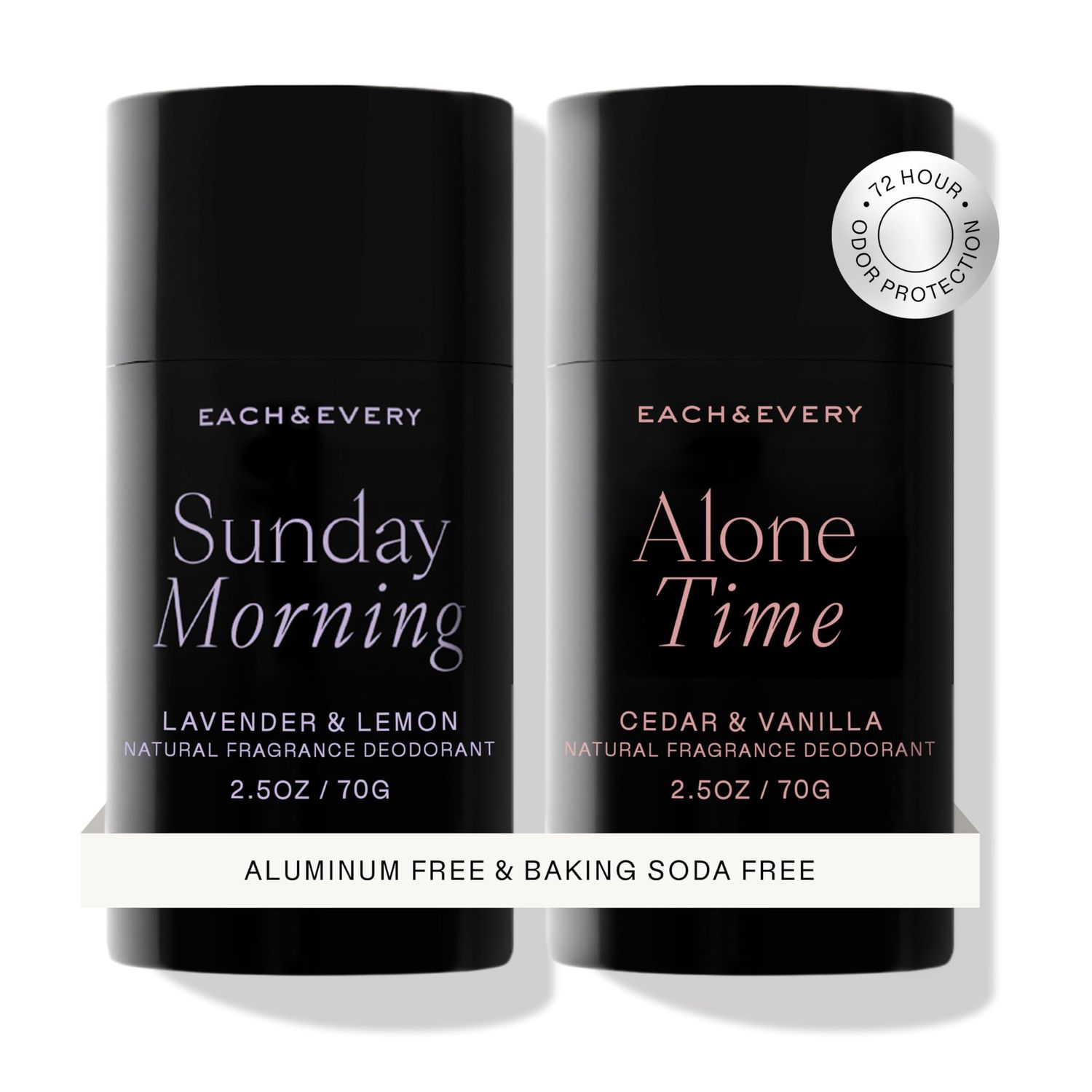 Each &amp; Every Aluminum Free Deodorant for Women &amp; Men, Lavender &amp; Lemon Cedar &amp; Vanilla - All Natural Deodorant for Sensitive Skin, EWG Verified - Clean, Baking Soda-Free, Plant-Based - 2.5oz, 2 Pack