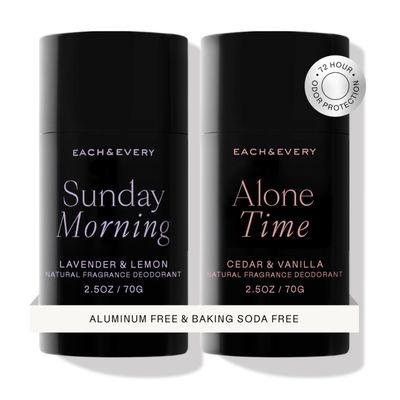 Each &amp; Every Aluminum Free Deodorant for Women &amp; Men, Lavender &amp; Lemon Cedar &amp; Vanilla - All Natural Deodorant for Sensitive Skin, EWG Verified - Clean, Baking Soda-Free, Plant-Based - 2.5oz, 2 Pack