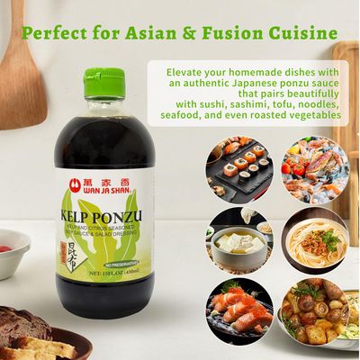 Wan Ja Shan Kelp Ponzu Soy Sauce-Kelp and Citrus Seasoned Soy Sauce. No Preservatives, Non- GMO Soybeans, Naturaly Brewed, No MSG Added. Great for Salad Dressing, Grilled Fish , Soup Stock. 15oz Pa...