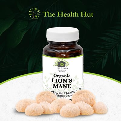 Hale Ola Lions Mane Mushroom Capsules - Non-GMO &amp; Kosher Certified Supplement for Cognitive Function, Nerve Health, Digestive Support, &amp; Brain Cell Growth