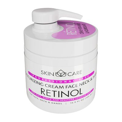 Skin Care Retinol 3-in-1 Moisturizer Face Cream, Neck and Hands - Treatment for Crepey Texture, Wrinkles and Sagging - Daily Lotion for All Skin Types - 16.9 fl. oz.