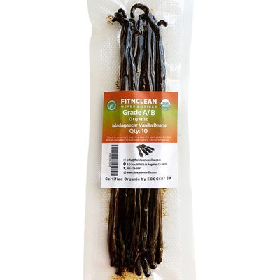 10 Organic Madagascar Vanilla Beans Grade AB. Certified USDA Organic. 5-7 by FITNCLEAN VANILLA for Extract and Everything Vanilla.