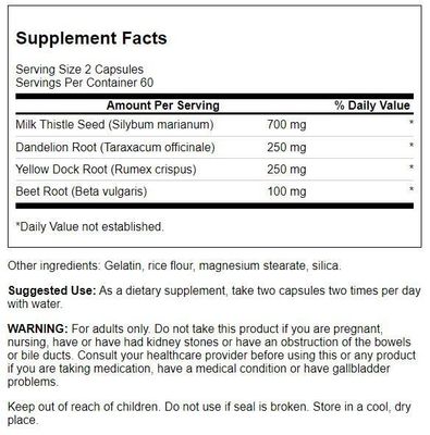 Swanson Milk Thistle, Dandelion & Yellow Dock - Herbal Liver Support Supplement - Natural Supplement Helping to Maintain Overall Health & Wellbeing - 120 Capsules 1 Pack 2 Pack