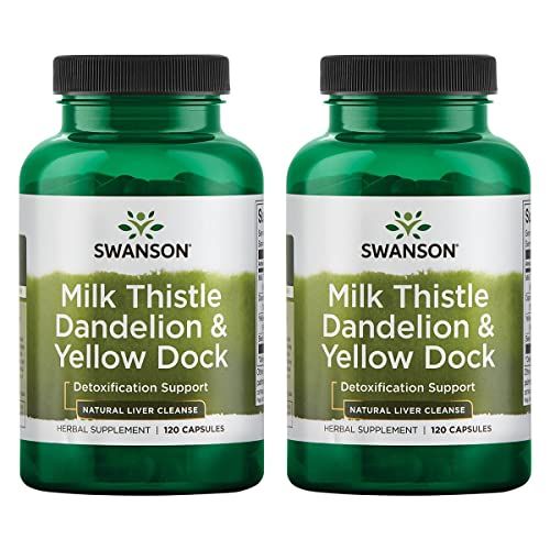 Swanson Milk Thistle, Dandelion &amp; Yellow Dock - Herbal Liver Support Supplement - Natural Supplement Helping to Maintain Overall Health &amp; Wellbeing - 120 Capsules 1 Pack 2 Pack