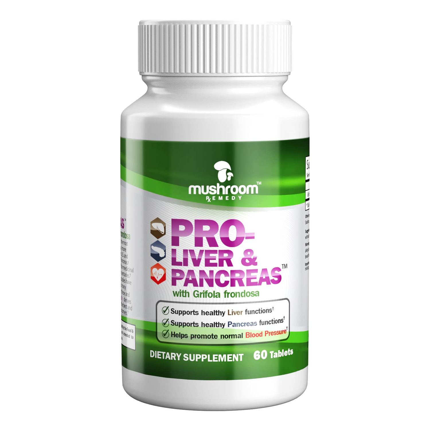 PRO-Liver &amp; Pancreas Best All-Natural Herbal Supplement for Pancreas &amp; Liver Support, Detox, Clinically Studied Grifola frondosa Mushroom Extract, Vegan, NON-GMO, USA Made, 60 Tablets