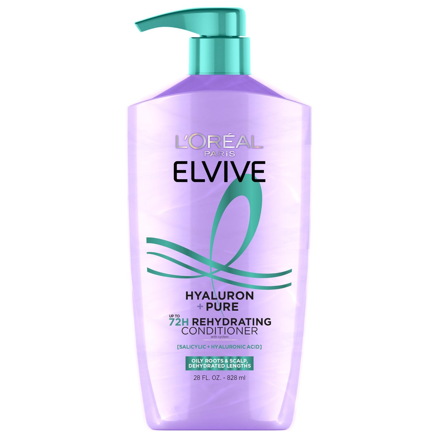 L&#39;Oreal Paris Elvive Hyaluron Pure 72H Rehydrating Conditioner for Oily Hair, Hair Conditioner with Salicylic and Hyaluronic Acid, 28 Fl Oz