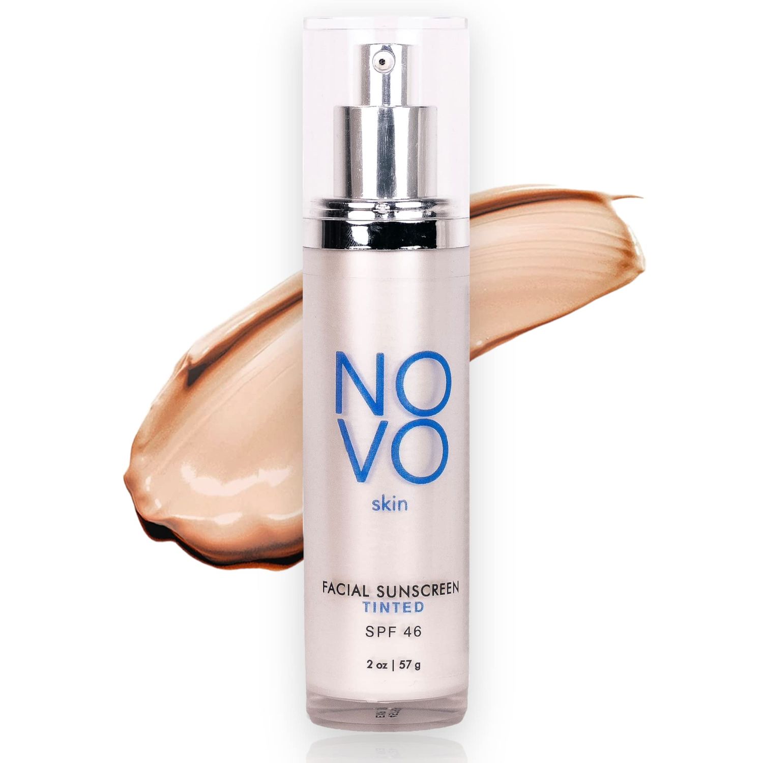 NOVO skin Tinted Moisturizer - SPF 46 - 2.0 fl oz - Primer Broad Spectrum Face Sunscreen - Adds instant Glow - Filters Blue light - Hyaluronic acid Niacinamide. Lightweight, Scentless, Non greasy &amp;...