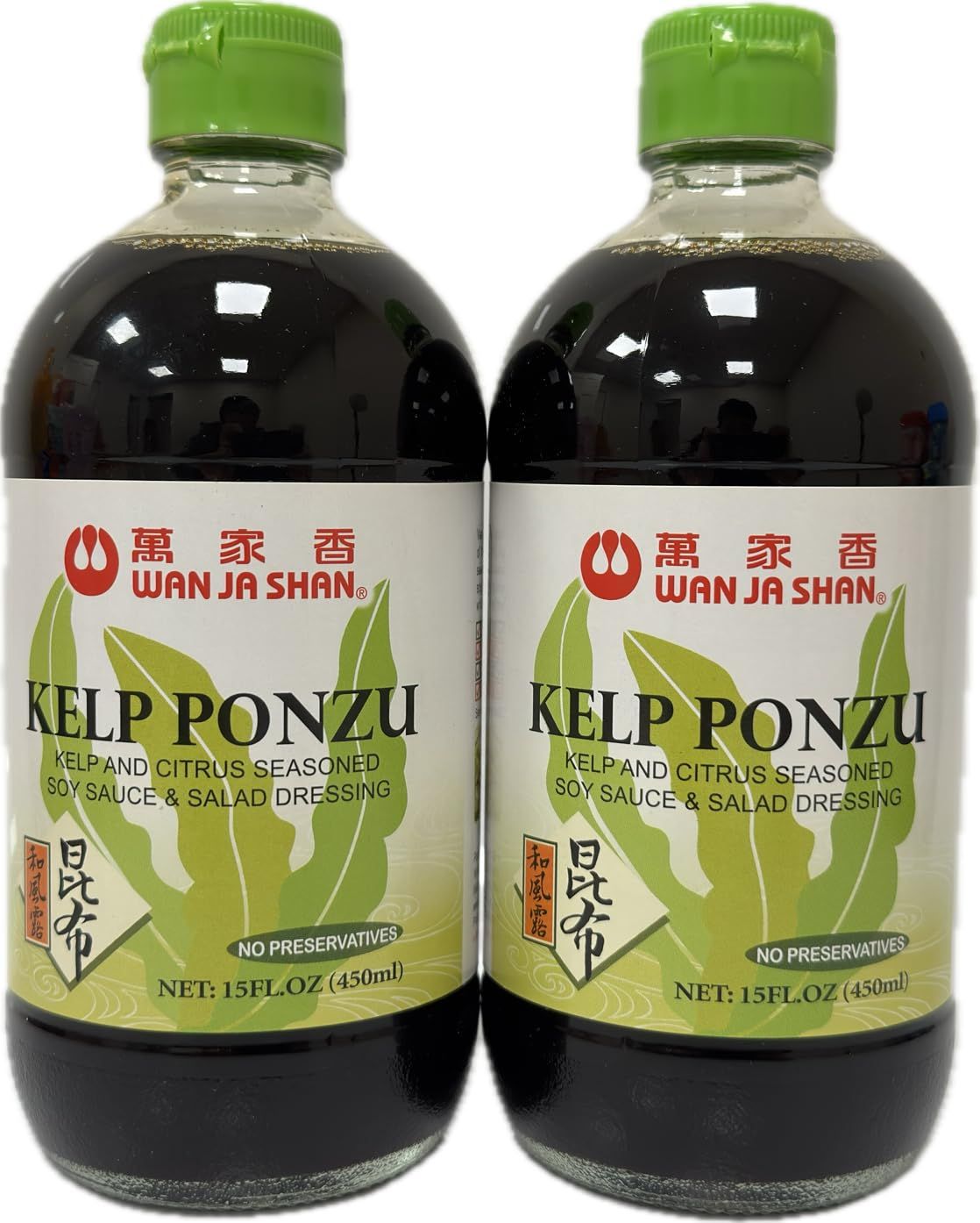 Wan Ja Shan Kelp Ponzu Soy Sauce-Kelp and Citrus Seasoned Soy Sauce. No Preservatives, Non- GMO Soybeans, Naturaly Brewed, No MSG Added. Great for Salad Dressing, Grilled Fish , Soup Stock. 15oz Pa...