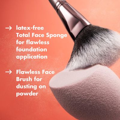e.l.f. Complexion Brush &amp; Sponge Duo, 2-Step Face Sponge &amp; Makeup Brush Kit For Creating A Flawless Complexion, Vegan &amp; Cruelty-Free
