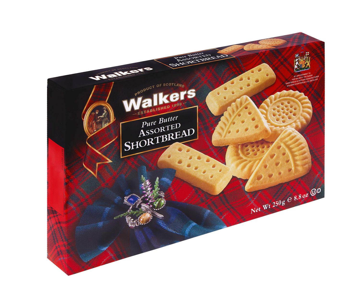 Walker&#39;s Shortbread Assorted Shortbread Cookies, Pure Butter Shortbread Cookies, 8.8 Oz Box