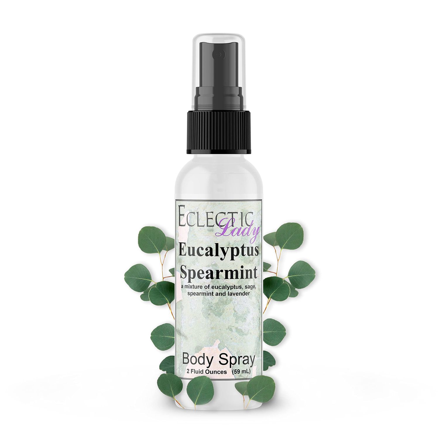 Eclectic Lady Eucalyptus Spearmint Body Spray, 2 ounces, Body Mist for Women with Clean, Light &amp; Gentle Fragrance, Cologne with Soft, Subtle Aroma For Daily Use