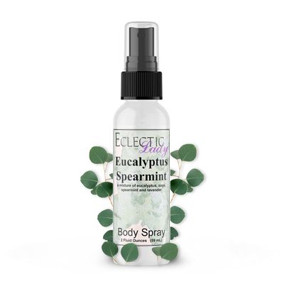 Eclectic Lady Eucalyptus Spearmint Body Spray, 2 ounces, Body Mist for Women with Clean, Light &amp; Gentle Fragrance, Cologne with Soft, Subtle Aroma For Daily Use