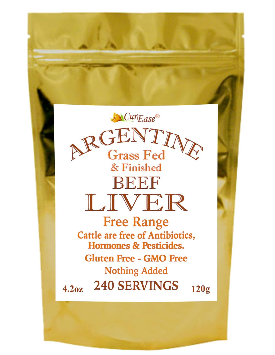 CurEase Beef Liver Powder - Argentine Grass Fed &amp; Finished - Undefatted - 4.2 oz 240 Servings