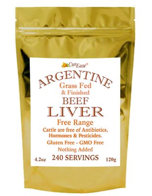 CurEase Beef Liver Powder - Argentine Grass Fed &amp; Finished - Undefatted - 4.2 oz 240 Servings