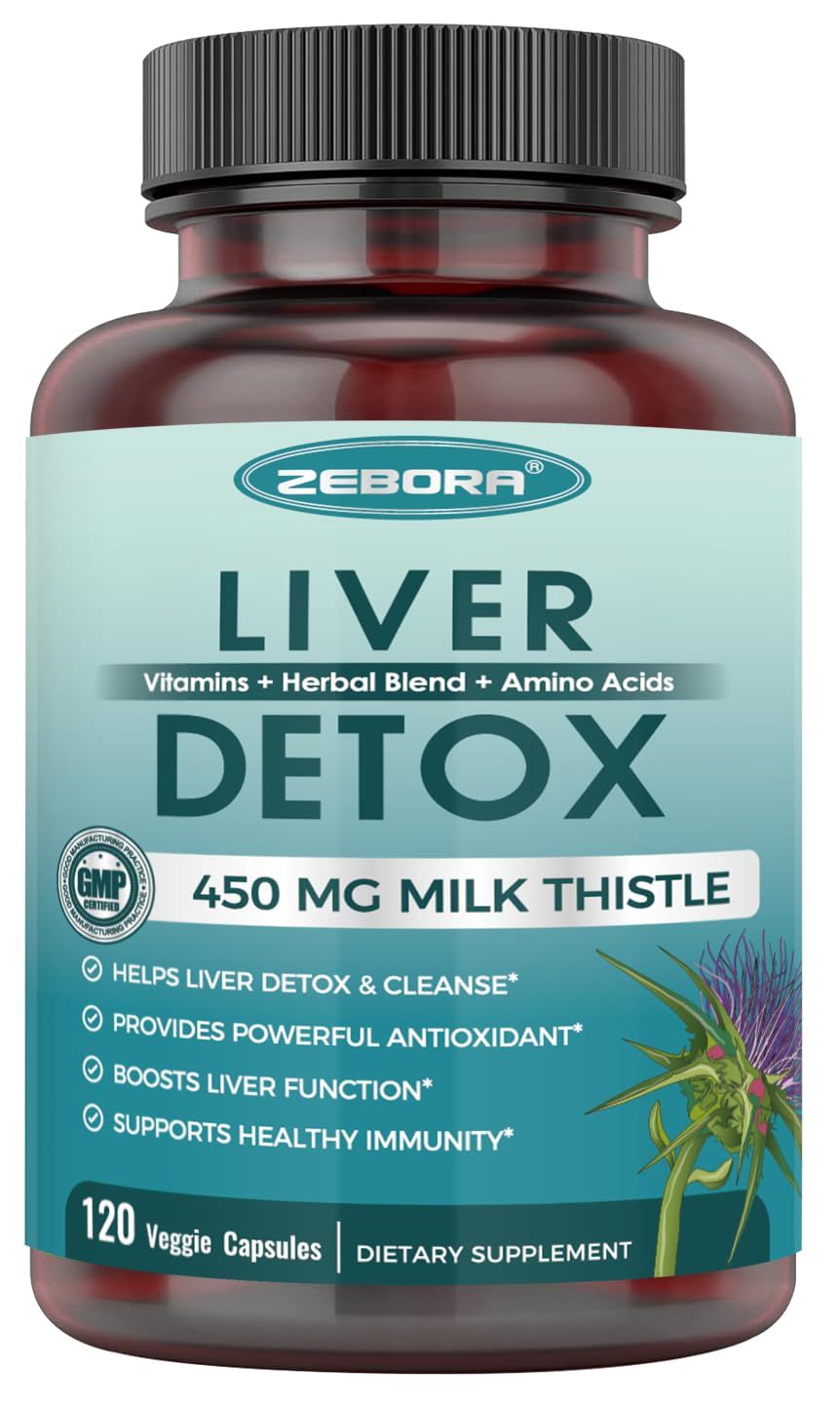 Milk Thistle Supplement for Liver Cleanse Detox &amp; Repair, Liver Supplement with 450 mg Milk Thistle Extract 80 Silymarin for Liver Support and Health, GMO-Free, 120 Veggie Capsules 60 Day-Supply
