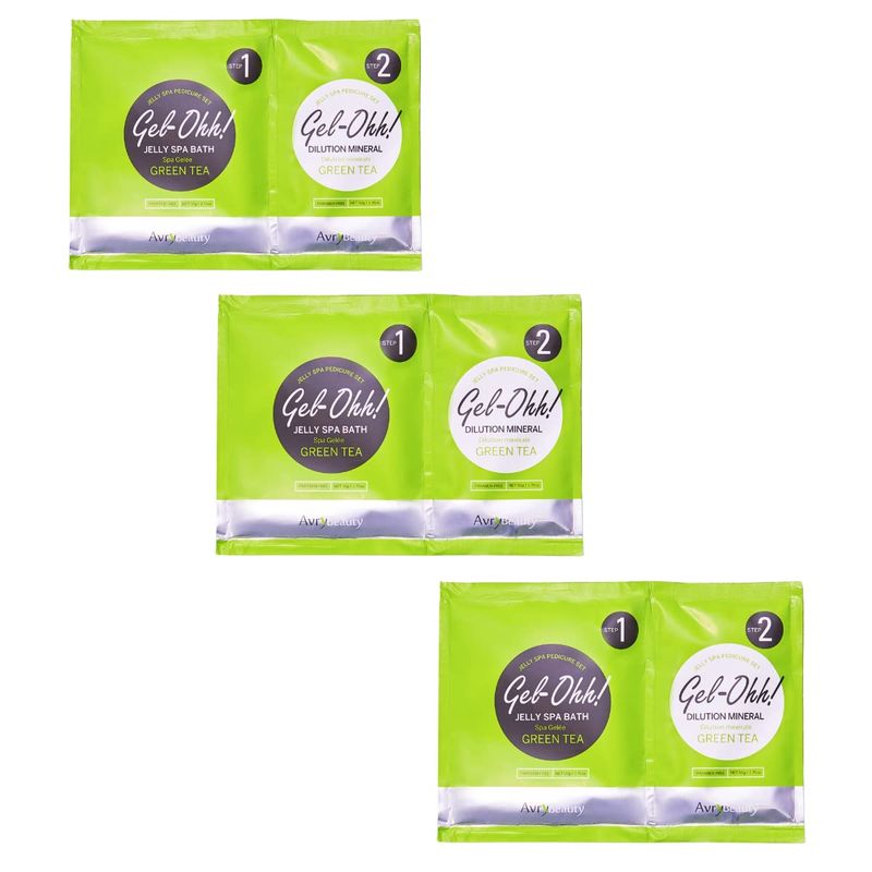 AVRYBEAUTY Gel-Ohh Jelly Spa Bath 3 pack, Green Tea Infused, Green Tea Scented, Pedicure, Salon Services, Jelly Pedicure, Pedi, Heat &amp; Aroma Therapy