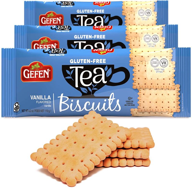 Gefen Gluten Free Vanilla Tea Biscuits 4.2oz 3 Pack Social Tea Biscuits Kosher for Passover