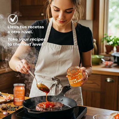 PASTA DE AJI DULCE Spicy Pau Natural Sin Azucar Hecha en Venezuela Vegan No Sugar Added 100 Natural No artificial Colors No Artificial Flavors Sweet Chili Paste Cooking Dipping comes with a Wooden...