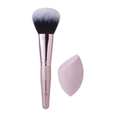 e.l.f. Complexion Brush &amp; Sponge Duo, 2-Step Face Sponge &amp; Makeup Brush Kit For Creating A Flawless Complexion, Vegan &amp; Cruelty-Free