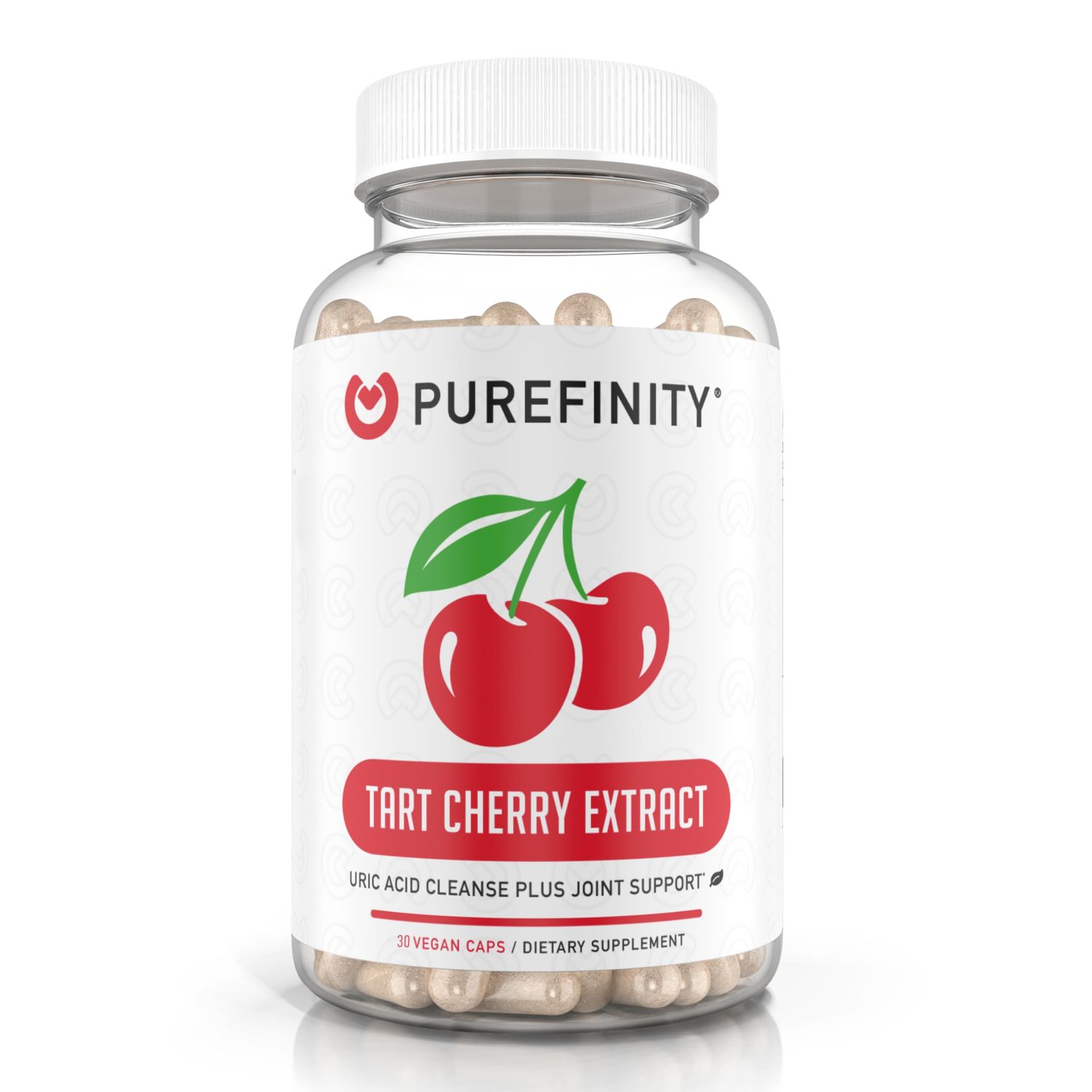 PUREFINITY Tart Cherry Capsules - Uric Acid Flush &amp; Cleanse to Support Joint &amp; Muscle Comfort with Raw Extract, Non-GMO, Gluten Free, Vegan - 30 Count 1 Month Supply