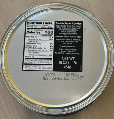 Danish Butter Cookies, 16 oz 1 lb Tin - Traditional All-Butter Cookies, Made in Denmark