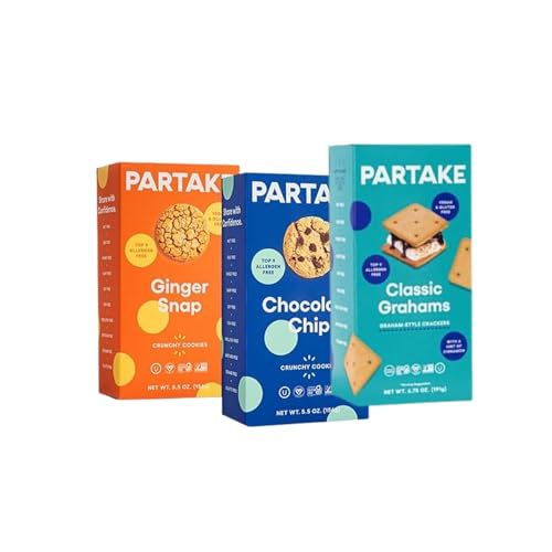 Gluten Free Crunchy Cookies Variety Pack by Partake Vegan Cookies 3 packs Non-GMO, Allergy-Friendly No Peanuts,Soy, Dairy, Tree Nuts - contents may vary