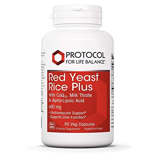 PROTOCOL FOR LIFE BALANCE Red Yeast Rice Plus - Heart Health &amp; Liver Support - with Coenzyme Q10, Alpha Lipoic Acid &amp; Milk Thistle Extract - Non-GMO &amp; Soy Free - 90 Veg Caps
