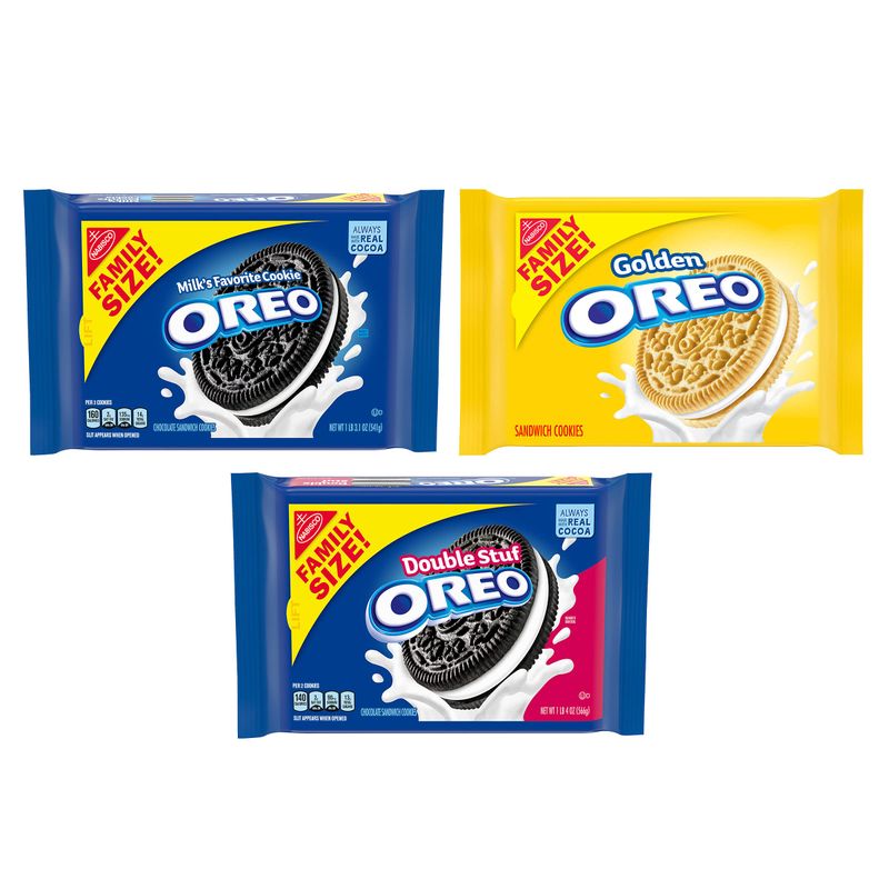 OREO Original, Double Stuff &amp; Golden Sandwich Cookies Variety Pack, Family Size, 3 Packs