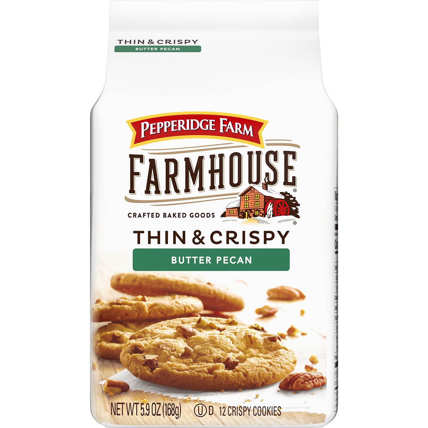 Pepperidge Farm Farmhouse Thin &amp; Crispy Butter Pecan Cookies, 5.9 Oz Pack of 20