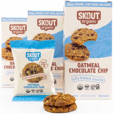 Skout Organic Oatmeal Chocolate Soft Baked Cookies 3 Pack Soft Baked Cookies Plant-Based Vegan Gluten, Dairy, &amp; Soy Free
