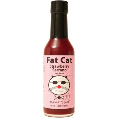 Strawberry Serrano Natural Hot Sauce by Fat Cat Gourmet Sweet &amp; Spicy Flavor For Chicken, Seafood, Pork, Ham &amp; More Mild Heat &amp; Food Friendly Gluten Free, Vegan &amp; Keto Friendly 1 Bottle