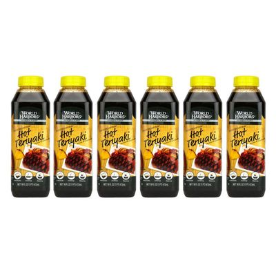 World Harbors Hot Teriyaki Sauce Perfect for Grilling Stir-Fries, Dipping, Marinades for Pork, Chicken, Beef, Steak, and More, Spice Up Every Dish with Intense Flavor Made in USA 16 Fl Oz Pack of 6