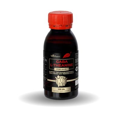 VitaPharm GABA L-Theanine Supplement for Kids - Liquid GABA with Vitamin B6 - Supports Emotional Well-Being, Stress Relief, Relaxation, and Cognitive Health - 100 ml Non-GMO L-Theanine Liquid Formula