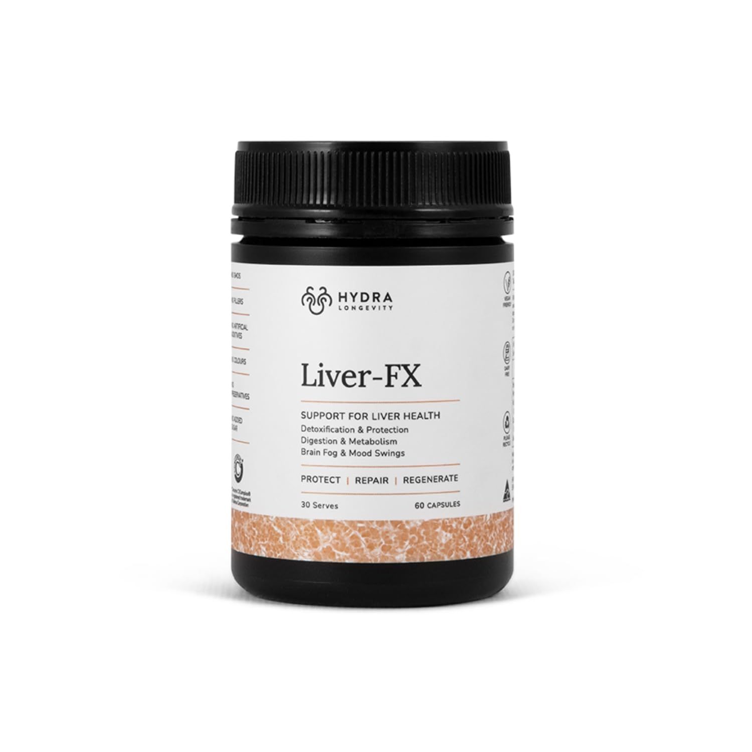 Hydra Longevity Liver-FX Liver Support Supplement with Milk Thistle, Dandelion Root, Liver Cleanse &amp; Detox Formula, Non-GMO, Vegan, 60 Capsules 30 Servings