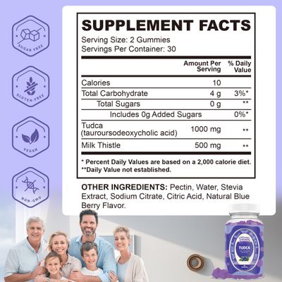 Well&amp;Whole TUDCA 1000mg Gummies with Milk Thistle 500mg - Liver Health Aid for Detox and Cleanse - Tudca Bile Salts Supplement - Vegan, Non GMO, Gluten-Free, 60 Counts