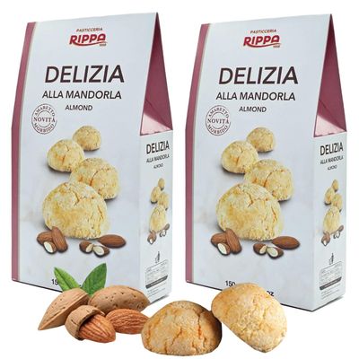 RIPPA Pasticceria Delizia Soft Cookies - Authentic Italian Cookies with Rich Almond Flavor - Traditional Hand-Made Healthy Cookies Ideal for Gifting, Snacking, &amp; Sharing - 150g Pack 2 Pack