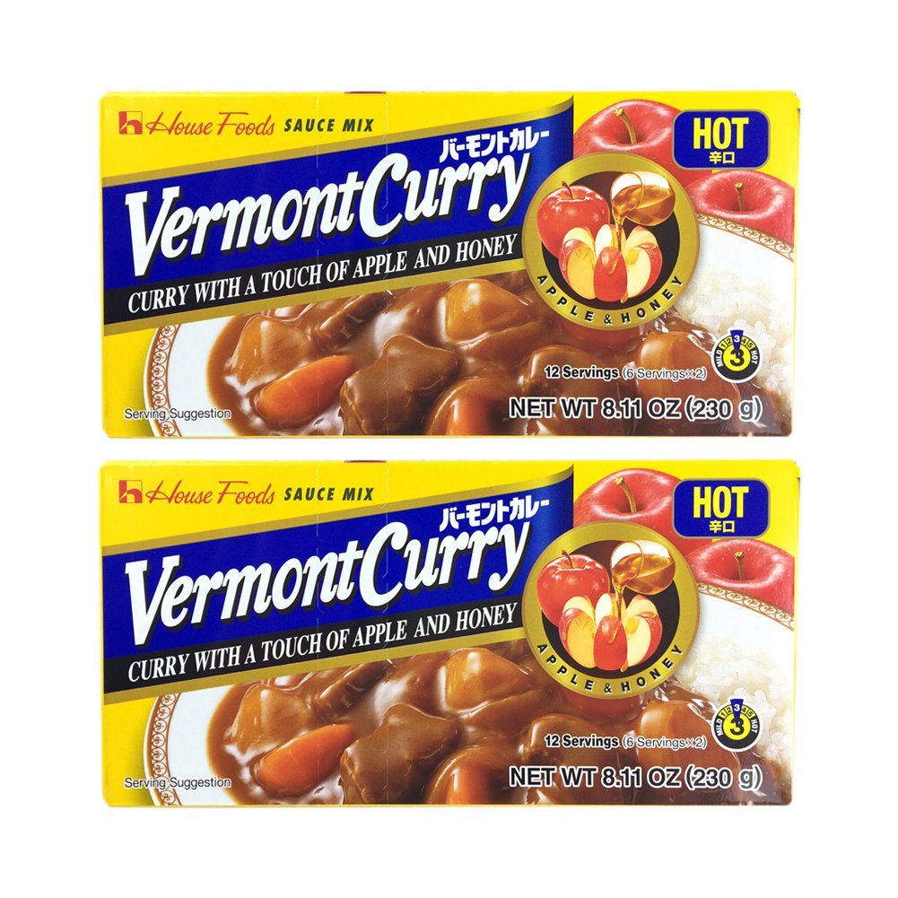 2 Packs House Foods Vermont Curry Hot 8.11 Oz 230g