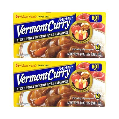 2 Packs House Foods Vermont Curry Hot 8.11 Oz 230g