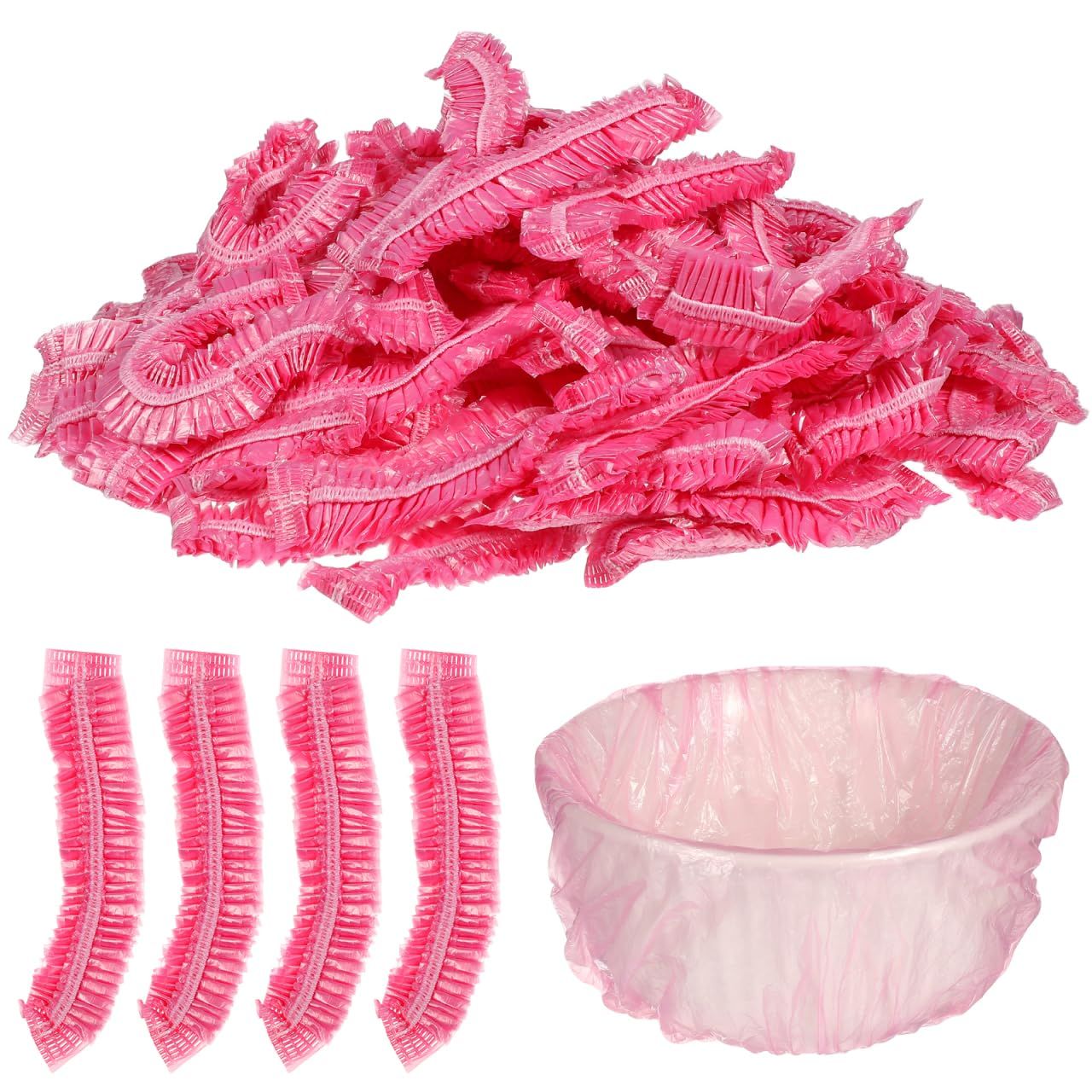 Baluue Pink Disposable Pedicure Bowl Liners, 300pcs PE Wash Basin Wrapping Bags for Salon, Spa, Home Use, Fits 9.84inch Diameter Basins