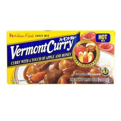 2 Packs House Foods Vermont Curry Hot 8.11 Oz 230g
