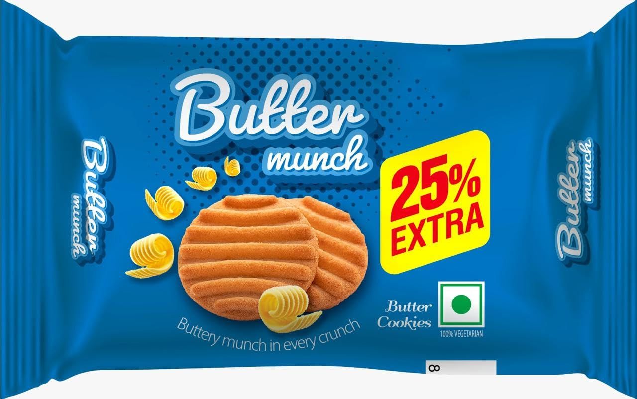 Sunder Butter Munch Cookies - Butter-Cashew &amp; Vanilla Flavor - 12 Pieces x 2 Packs Total 24 - Famous Indian Cookies