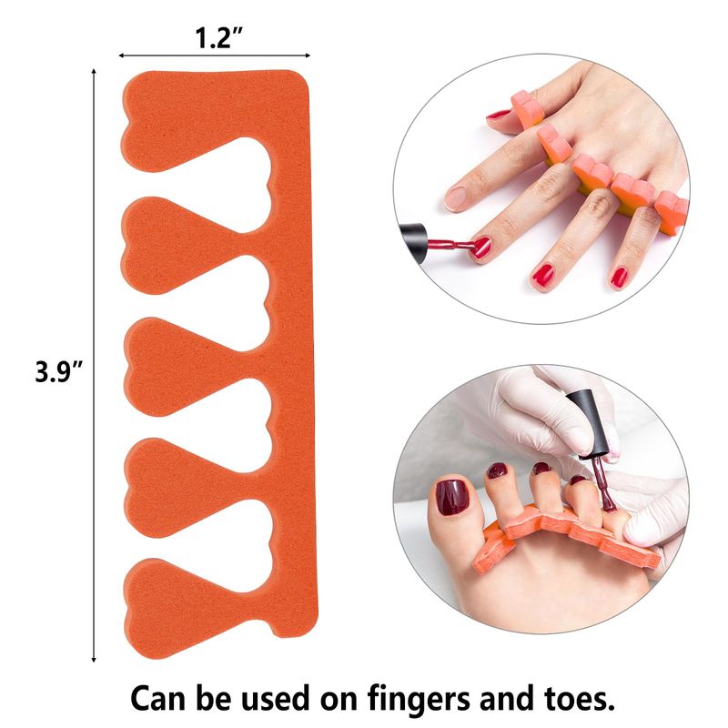Toe Separators Set - 52 Pieces Premium Pedicure Tool, Spa Party Salon Polishing Separator Orange